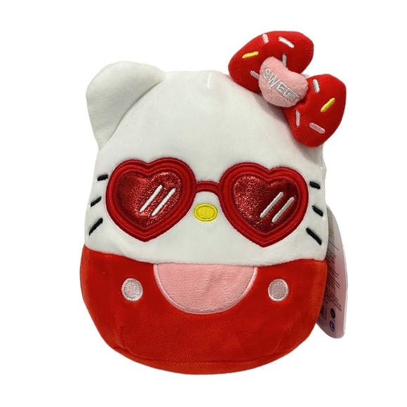 SQUISHMALLOWS Official Kellytoy Plush 6.5 Inch Hello Kitty Red Heart Sunglasses - Picture 1 of 8